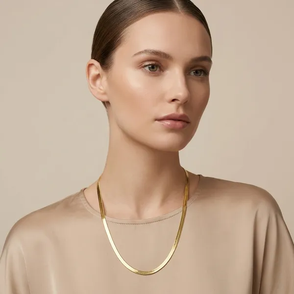 Elegant_Gold_Tone_Flat_Snake_Chain_Necklace