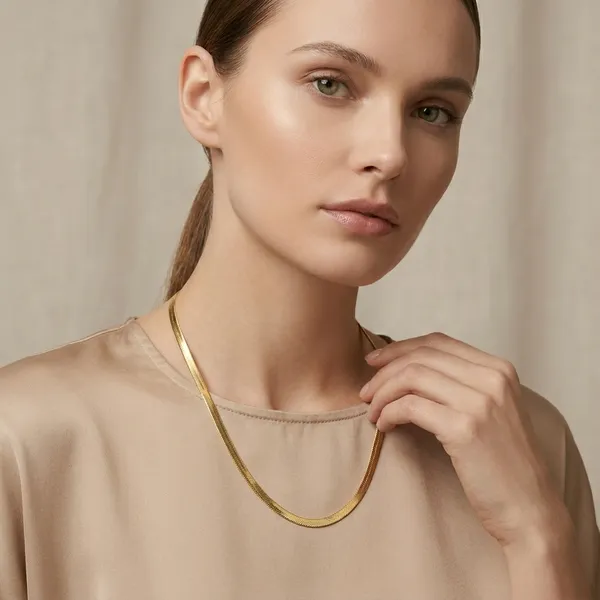 Elegant_Gold_Tone_Flat_Snake_Chain_Necklace