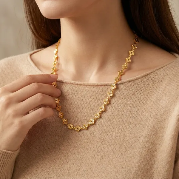 Elegant_Gold_Plated_Geometric_Chain_Necklace_For_Women