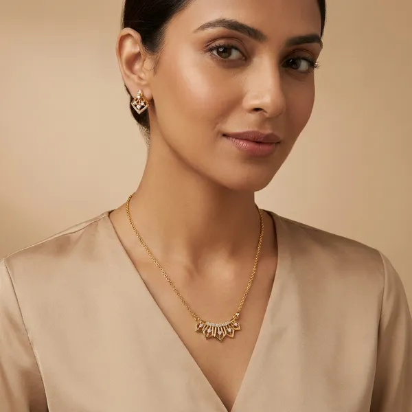 Golden_Crescent_Pendant_Necklace_With_Matching_Square_Stud_Earrings_Set