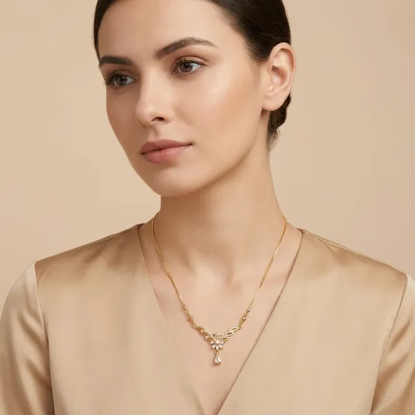 Gold_Toned_Floral_Pendant_Necklace_With_Delicate_Chain