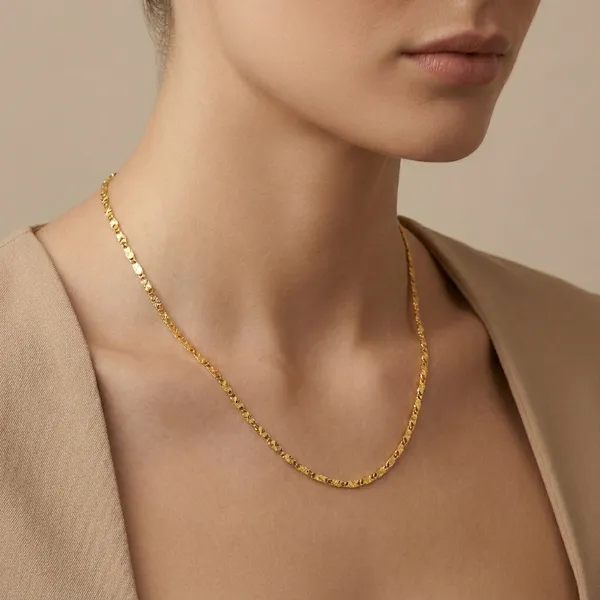 22_K_Gold_Plated_Flat_Chain_Necklace_For_Women