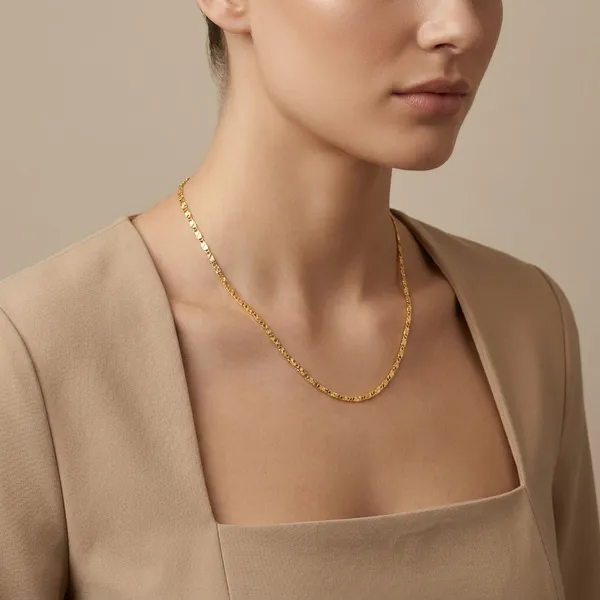 22_K_Gold_Plated_Flat_Chain_Necklace_For_Women
