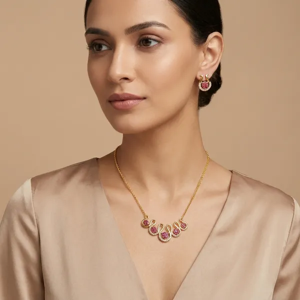 Ruby_Studded_Peacock_Design_Gold_Toned_Necklace_Set_With_Matching_Earrings