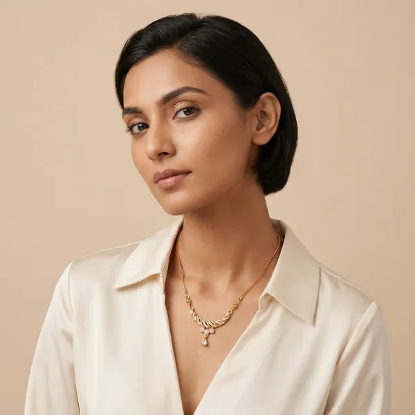Gold_Plated_Floral_Pendant_Necklace_With_Teardrop_Crystal