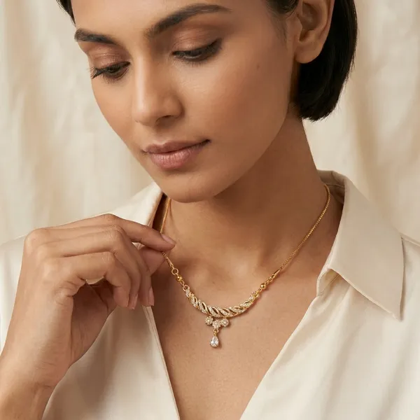 Gold_Plated_Floral_Pendant_Necklace_With_Teardrop_Crystal