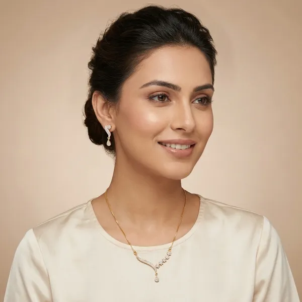Elegant_Golden_Necklace_And_Earrings_Set_With_Sparkling_Stone_Detailing