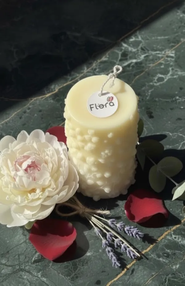 Blush_Petal_Pillar_Candle_Handcrafted_Floral_Texture_Candle_With_Rescue_Rise_Fragrance_Purple_Yellow