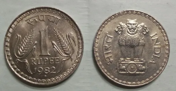 India_-_1982_-_1_RUPEE___UNC_1_N0_-_Pack_of_2