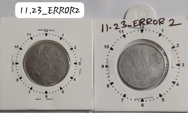 India_-_2011_-_2_Rupees_Hyderabad_Mint_11_Oclock_Rotation_Error_Coin_UNC_-_Pack_of_3