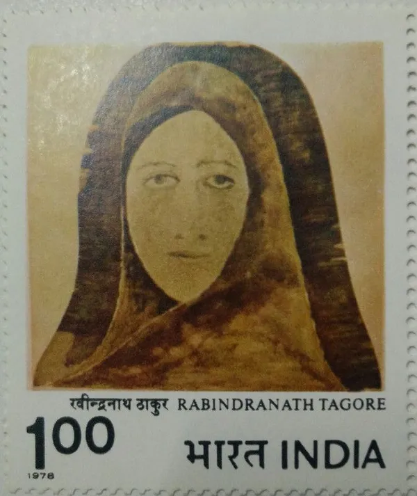 India_-_1978_-_Modern_Paintings_-_Rabindranath_Tagore_Painting,_Head,_-_MNH_Stamp_-_Pack_of_3