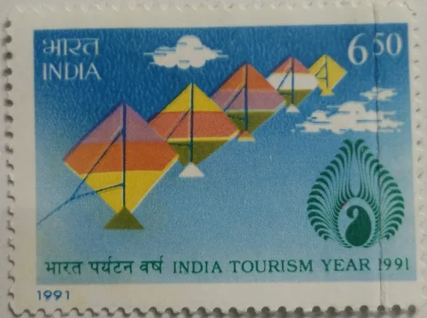 India_Tourism_Year_1991_Tourism,_Kites,_Emblem_-_MNH_Stamp_-_Pack_of_3