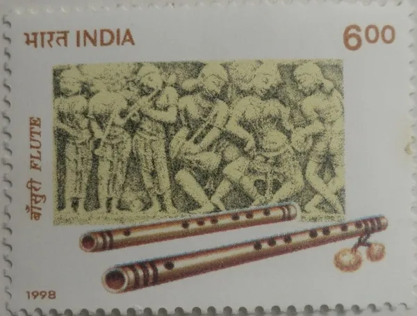 India_-_1998_-_Indian_Musical_Instruments,_Flute-_MNH_Stamp_-_Pack_of_3