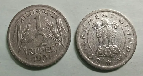 India_-_1951_-_1/2_RUPEE__Used_-_Pack_of_3