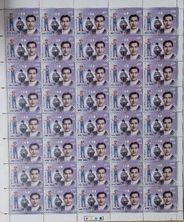 India_-_2001_-_Raj_Kapoor,_Personality,MNH_(Stamp_Full_Sheets_40_Stamps)