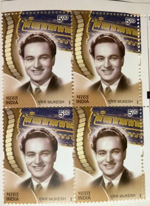 India_-_2003_-_Golden_Voices_Of_Yesteryears;_Mukesh(block_Of_4_Stamp)_-_MNH