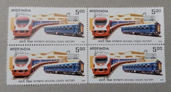 India_2005_-_Integral_Coach_Factory,_Perambur_-_50_Years_-_-_Block_of_Four_-_MNH_-_Pack_of_2