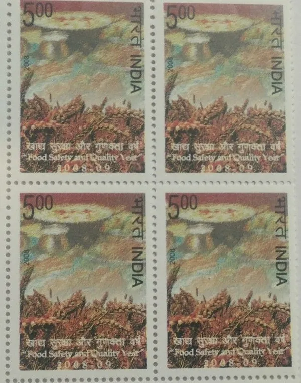 India_-_Food_And_Safety_Year_2008_-_09,_Event,_(block_Of_4_Stamp)_-_MNH_-_Pack_of_2