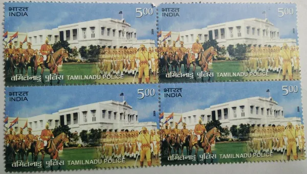 India_-_2009_-_Tamilnadu_Police_Institution_(Block_of_4_stamp)_-_MNH_-_Pack_of_2