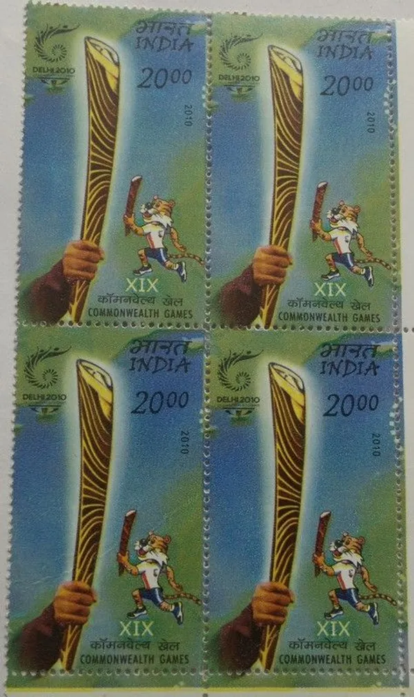 India_-_2010_-_Queens_Baton_Relay_Xix_Commonwealth_Games_Event__(Block_Of_4_Stamp)_-_MNH
