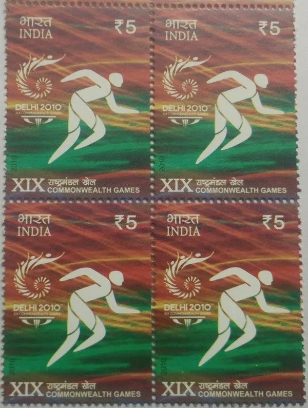 India_-_2010_-_XIX_Commonwealth_Games,_Athletics_(Block_of_4_stamp)_-_MNH_-_Pack_of_2