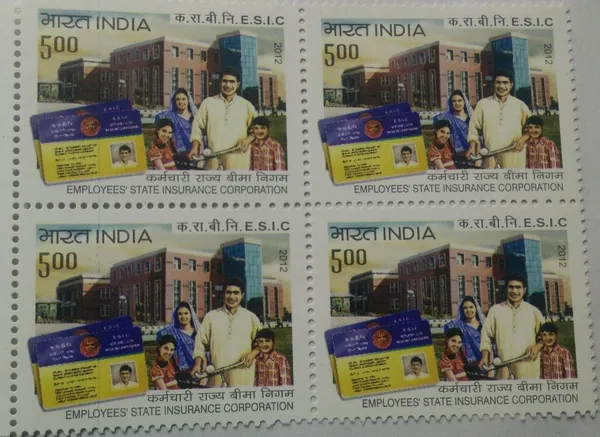 India_-_2012_-_Esic_Institution_(Block_of_4_Stamp)_-_MNH_-_Pack_of_2