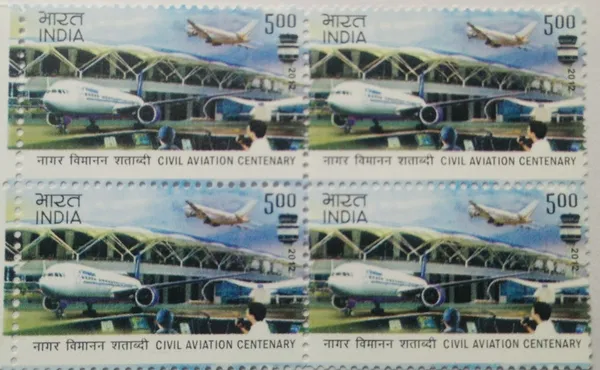 India_-_2012_-_Civil_Aviation_Centenary_Thematic_(Block_of_4_stamp)_-_MNH_-_Pack_of_2