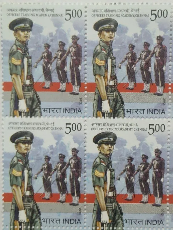 India_-_2013_-_Officers_Training_Academy,_Chennai_Institute,_Education,_Defence,_Military,_Soldier,_Costume,_Rifle,_Parade_(Block_Of_4_Stamp)_-_MNH_-_Pack_of_2
