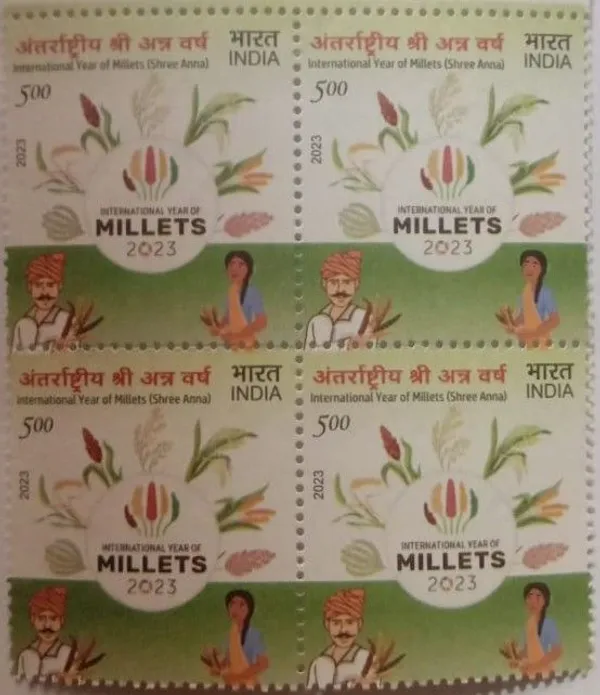 India_-_2023_-_International_Year_of_Millets-_(Block_of_4_Stamp)_-_MNH
