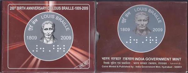 India_-_2009_-_200th_Birth_Anniversary_of_Louis_Braille_Hyderabad_Mint_UNC