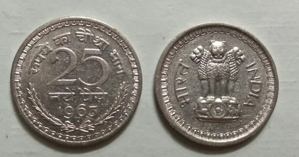 India_-_1963_-_25_Naye_Paise_UNC_1_No_-_Pack_of_2