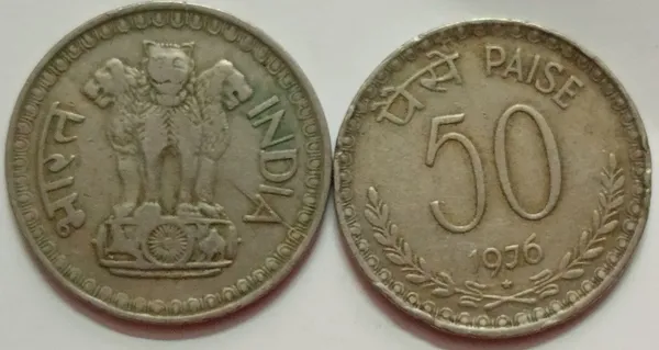 India_-_1976_-_50_Paise_Used_1_NO_Hyderabad_Mint_-_Pack_of_3