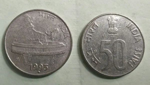 India_-_50_Paise_Map_-1993_Used_1_No
