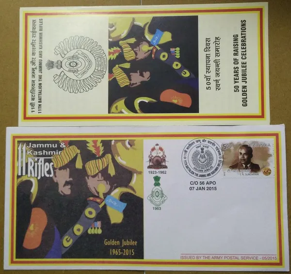 INDIA_-_ARMY_POSTAL_COVERS(APO's)_-_07-01-2015_-_11th_Battalion_The_Jammu_Kashmir_Rifles_-_Pack_of_3