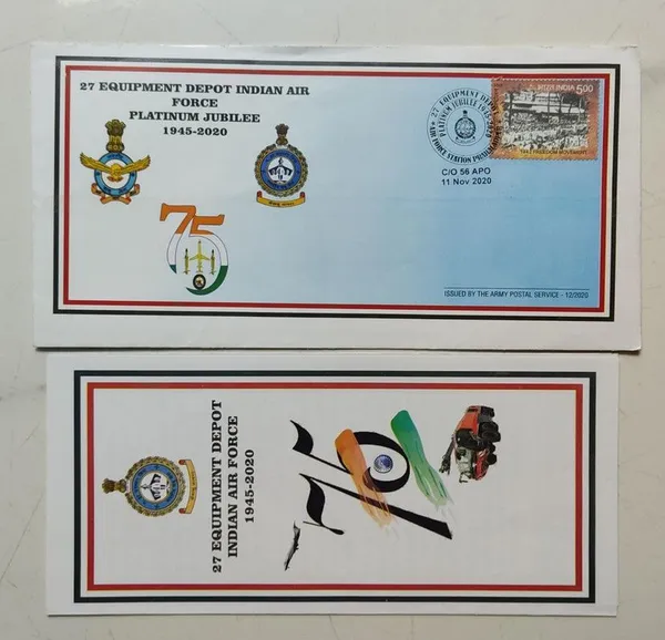 INDIA_-_ARMY_POSTAL_COVERS(APO's)_-_11-11-2020_-_27_Equipment_Depot_Indian_Air_Force_Platinum_Jubilee_-_Pack_of_3