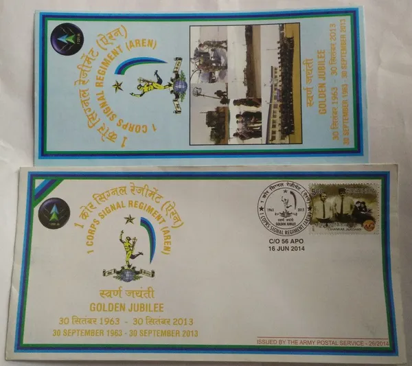 INDIA_-_ARMY_POSTAL_COVERS(APO's)_-_16-06-2014_-_1_Corps_Signal_Regiment_(Aren)_-_Pack_of_3