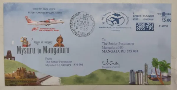INDIA_-_FDC_-_2020_-_Mysuru_To_Mangaluru_Franked_Covers