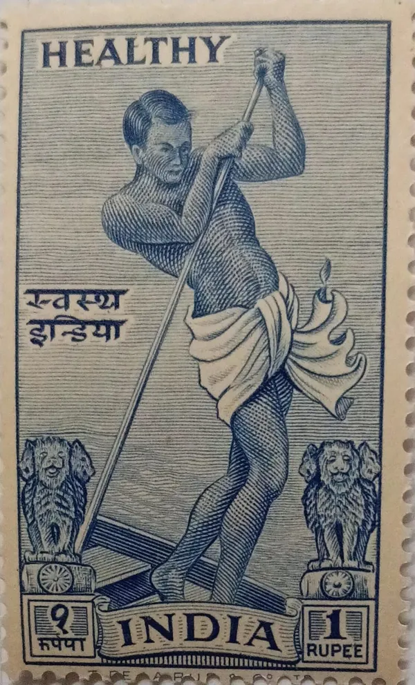 India_-_Healthy_India_Charity_Labels_-_1_Rupee_-_Single_Label_-_MNH