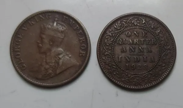British_India_Coin_George_V-1_Quarter_Anna_1928_Used_Copper_-_Pack_of_3
