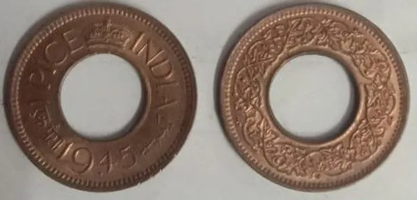 British_India_Coin_George_VI-1_Pice_1945_Used_Copper_-_Pack_of_3