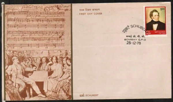 INDIA_-_FDC_-_25-12-1978_-_150th_Death_Anniversary_of_Franz_Peter_Schubert(Composer)_-_Pack_of_2