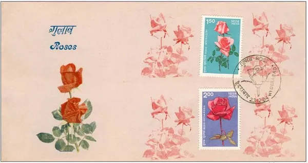 INDIA_-_FDC_-_1984_-_23_Dec_1984_Indian_Roses_-_Pack_of_2
