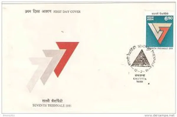 INDIA_-_FDC_-_1991_-_12_Feb_1991_7th_Triennale_Art_Exhibition,_New_Delhi_-_Pack_of_2