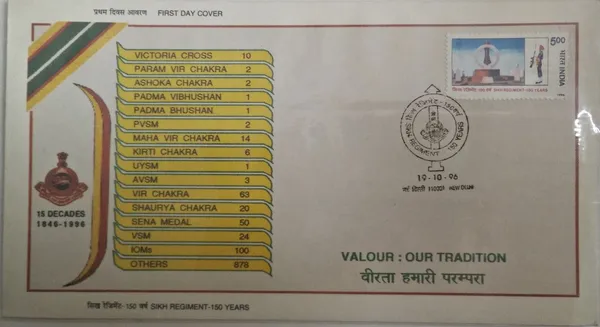 INDIA_-_FDC_-_19-10-1996_-_150_Years_Of_Sikh_Regiment