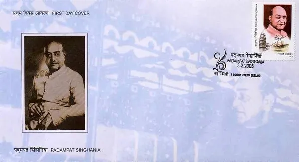 INDIA_-_FDC_-_03-02-2005_-_Birth_Centenary_Of_Padam_pat_Singhania_(Industrialist_Philanthropist)_-_Pack_of_3