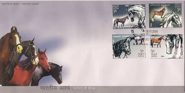 INDIA_-_FDC_-_2009_-_09_Nov_2009_Horses_Of_India_-_Pack_of_2