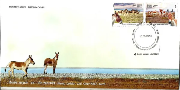 INDIA_-_FDC_-_10-05-2013_-_Kiang:_Ladakh_And_Ghor_Khar:_Kutch_Wild_Asses_-_Pack_of_3