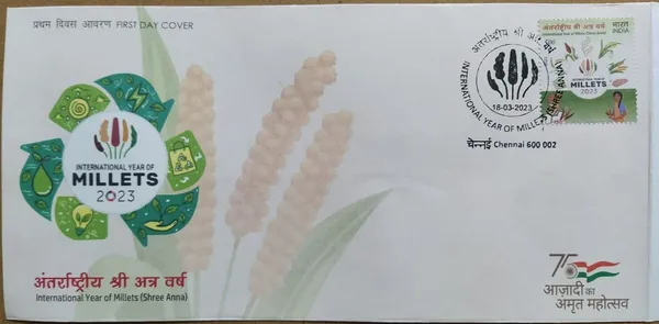 INDIA_-_FDC_-_2023_-_18_Mar_2023_International_Year_Of_Millets_(Shree_Anna)_-_Pack_of_3