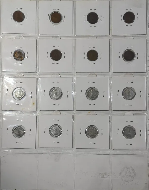 India_-_1957-1972_-_Republic_1_Naya_Paisa_/_1_Paisa_Complete_Year_Set_in_Coin_Holders_Bronze,_Nickel-Brass_Aluminium_Coins_16_Coins_Collection