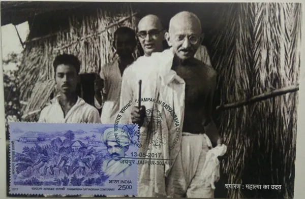 Champaran_Satyagraha_Centenary_Maximum_Card._Collectible_item_(Stamp_issue:_2017;_face_value:)_-_Pack_of_3